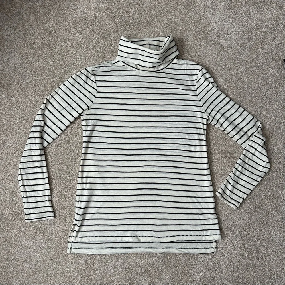 Madewell Striped Turtleneck Black Ivory 100% Cotton Size Small - Picture 4 of 8